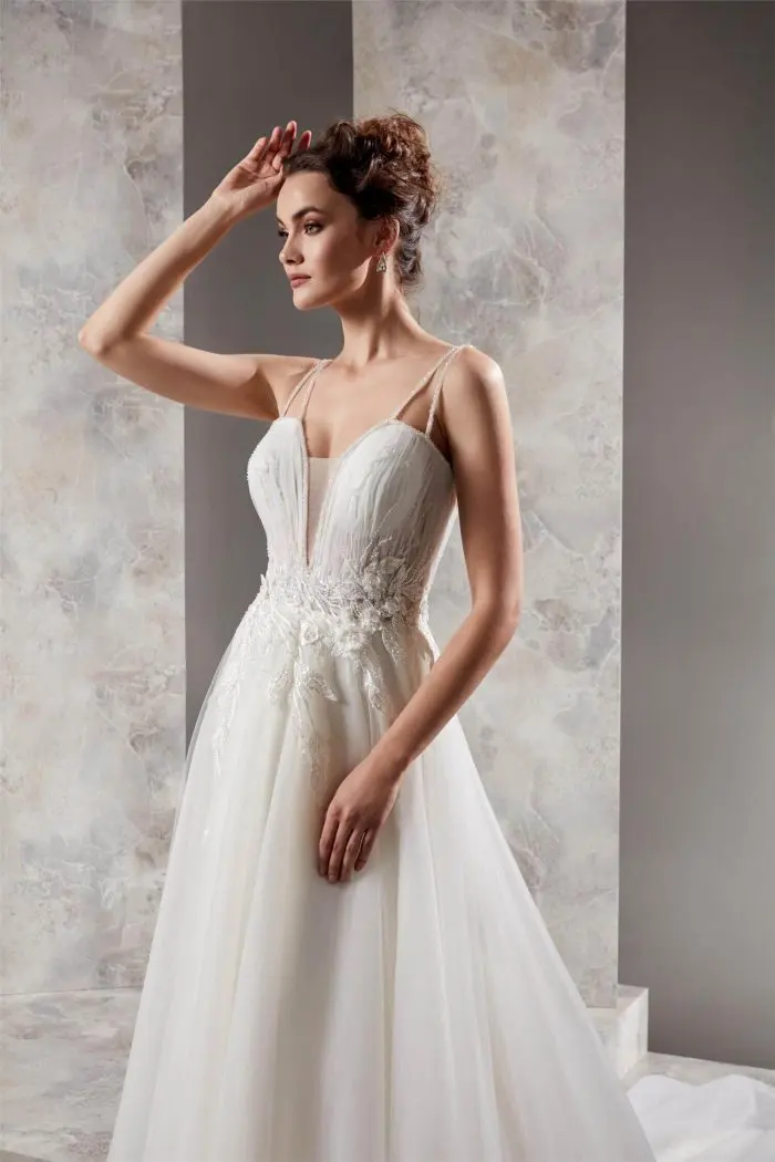 İp Askılı Sade Helen Gelinlik