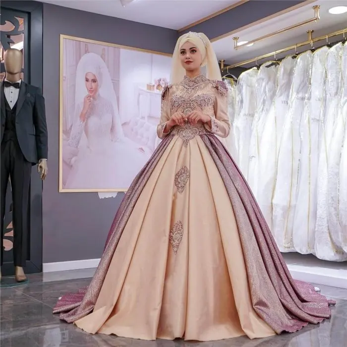 Prenses Model Krem Tesettür Nişanlık